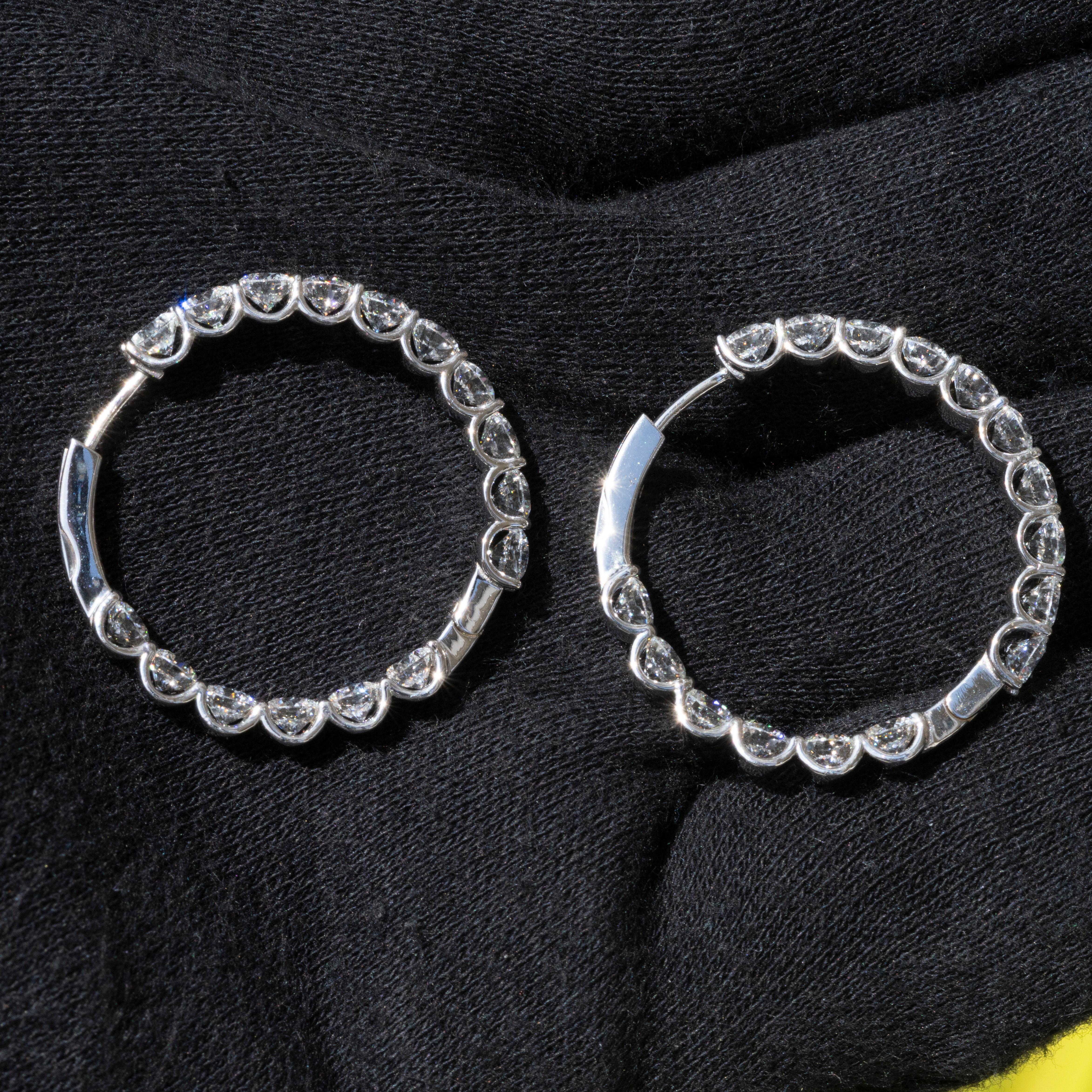 White Gold GIA Certified Natural Internally Flawless Inside Out Hoop Earrings 4