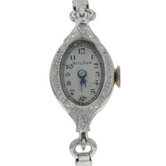 White Gold & Gold Filled Diamond Art Deco Ladies Watch - 14k 1/20 10k Vintage