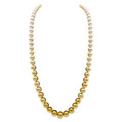  Long pearl necklace from white to gold color