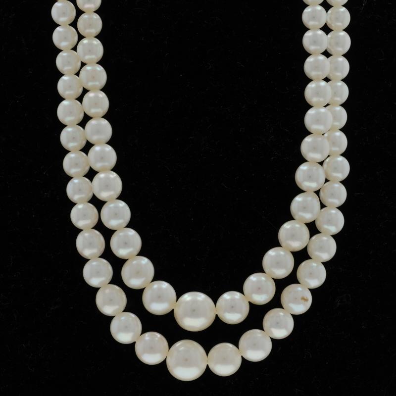 Perle Collier de perles en or blanc à brins gradués 15 1/4