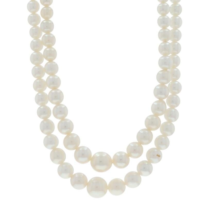 Collier de perles en or blanc à brins gradués 15 1/4