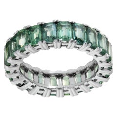 Vintage White gold green sapphire eternity band