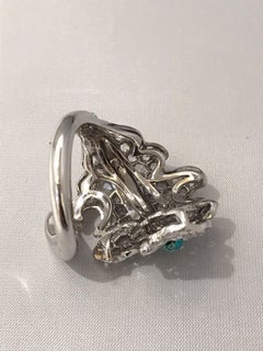 White Gold , Green Titanium & 3.82ct Diamonds Briolette Ring