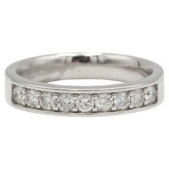 Media alianza de oro blanco con 9 diamantes redondos - Calidad G VS - 0,72ct