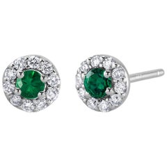 White Gold Emerald Diamond Earrings Weighing 0.47 Carat White Gold Emerald Diamond Earrings Weighing 0.47 Carat