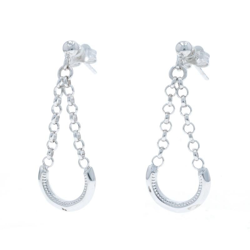 Orecchini a goccia a barra curva in oro bianco Whiting 14k In condizioni ottime in vendita a Greensboro, NC