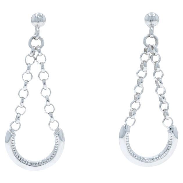 Orecchini a goccia a barra curva in oro bianco Whiting 14k