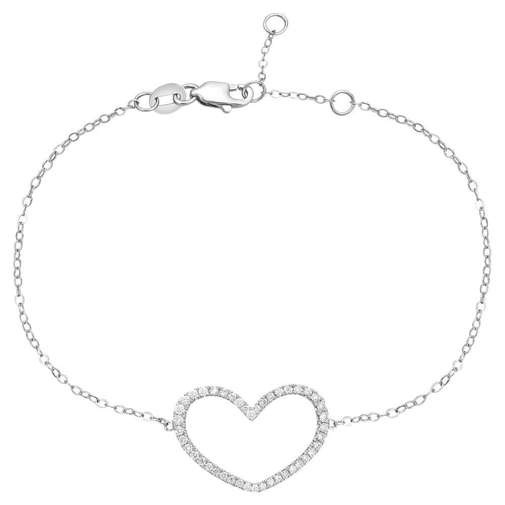 White Gold Heart Shaped Bracelet For Sale