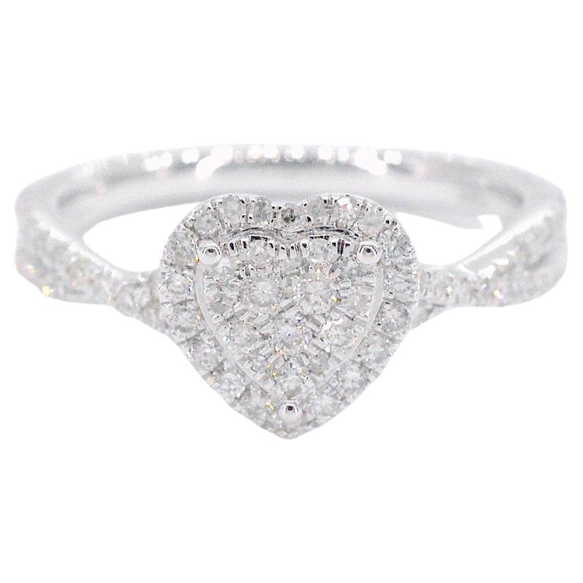 White Gold Heart-Shaped Entourage Ring with Diamonds For Sale