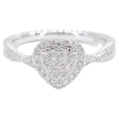 White Gold Heart-Shaped Entourage Ring with Diamonds