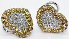 Weißgold, Herz-Ohrstecker, besetzt mit Diamanten und Saphiren, Pasquale Bruni