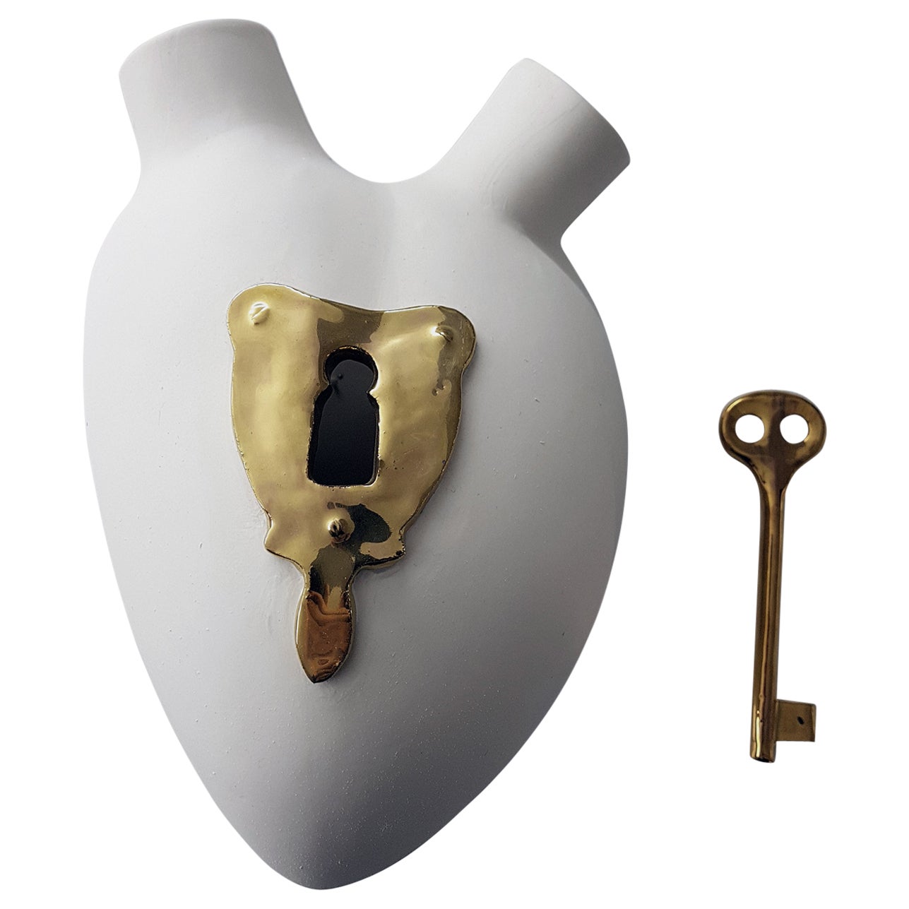 Vasi a cuore "White Gold" Set di 5 pezzi, fatti a mano in Italia, 2021, dipinti a mano