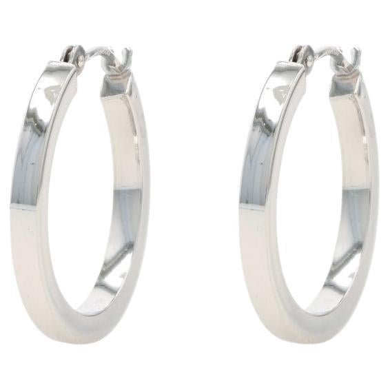White Gold Hoop Earrings - 14k Pierced