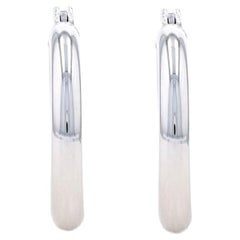 White Gold Hoop Earrings - 14k Round Pierced