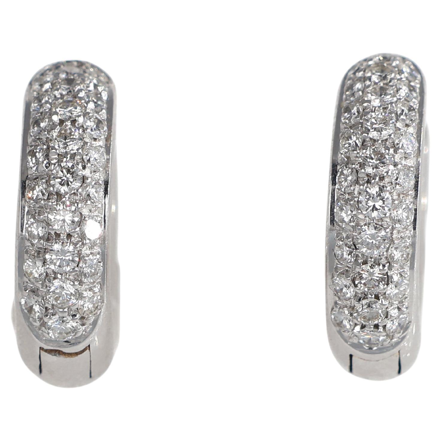 White Gold Hoop Earrings with Pavé Diamonds