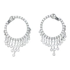White Gold Hoops Earrings Style Set with Diamonds