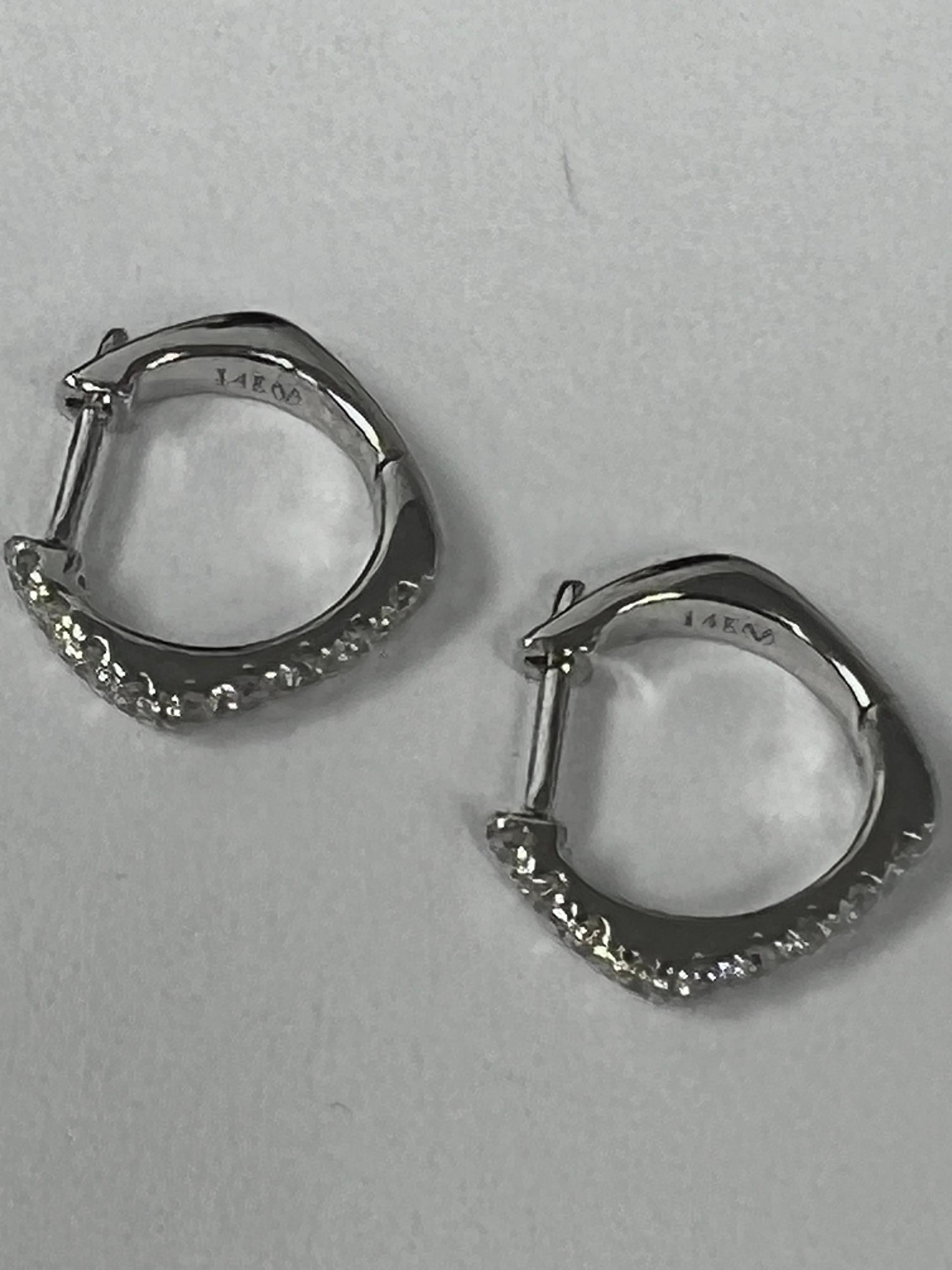 Brilliant Cut White Gold Huggies Hoop Diamond Earrings  For Sale