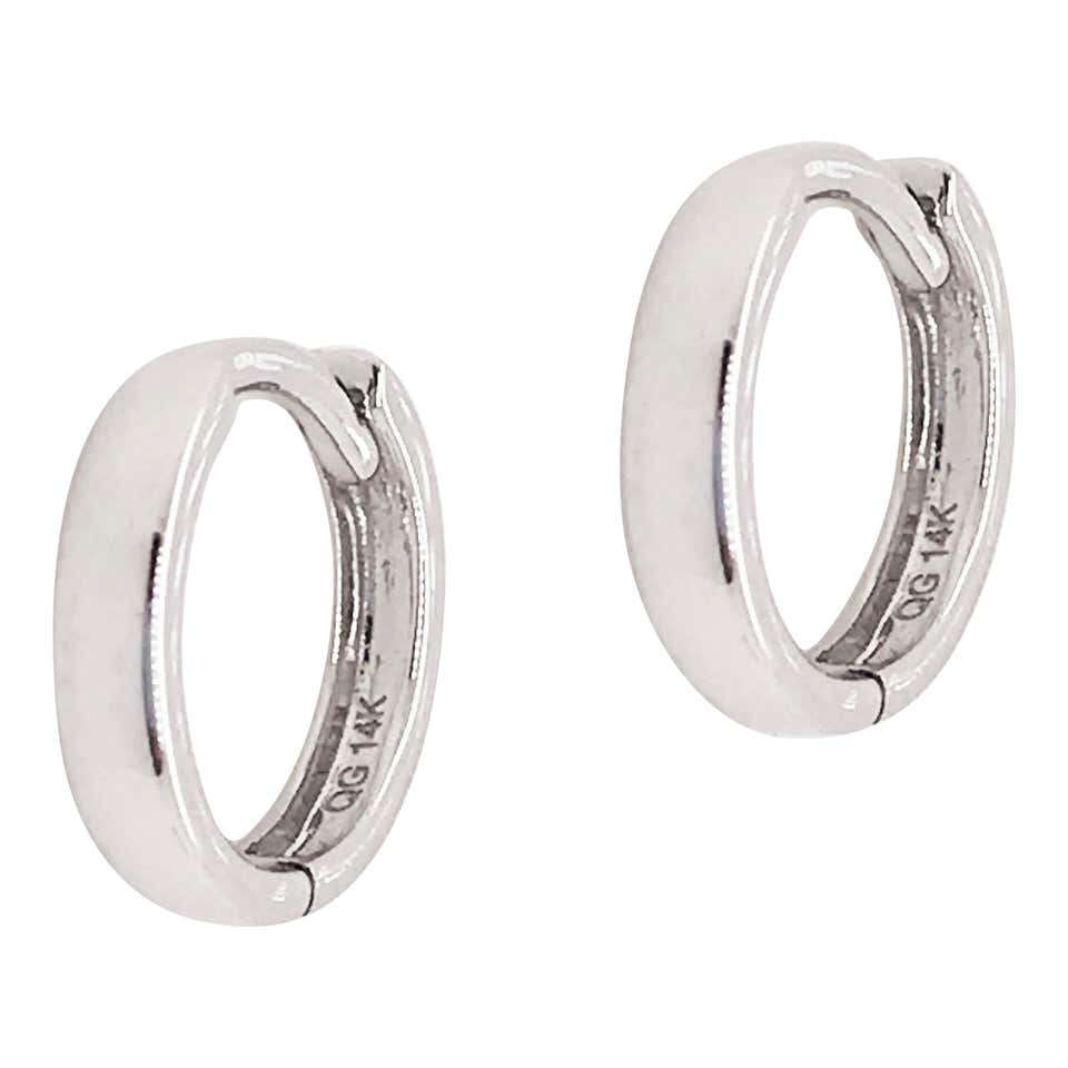 Plain white gold huggie earrings Clearance