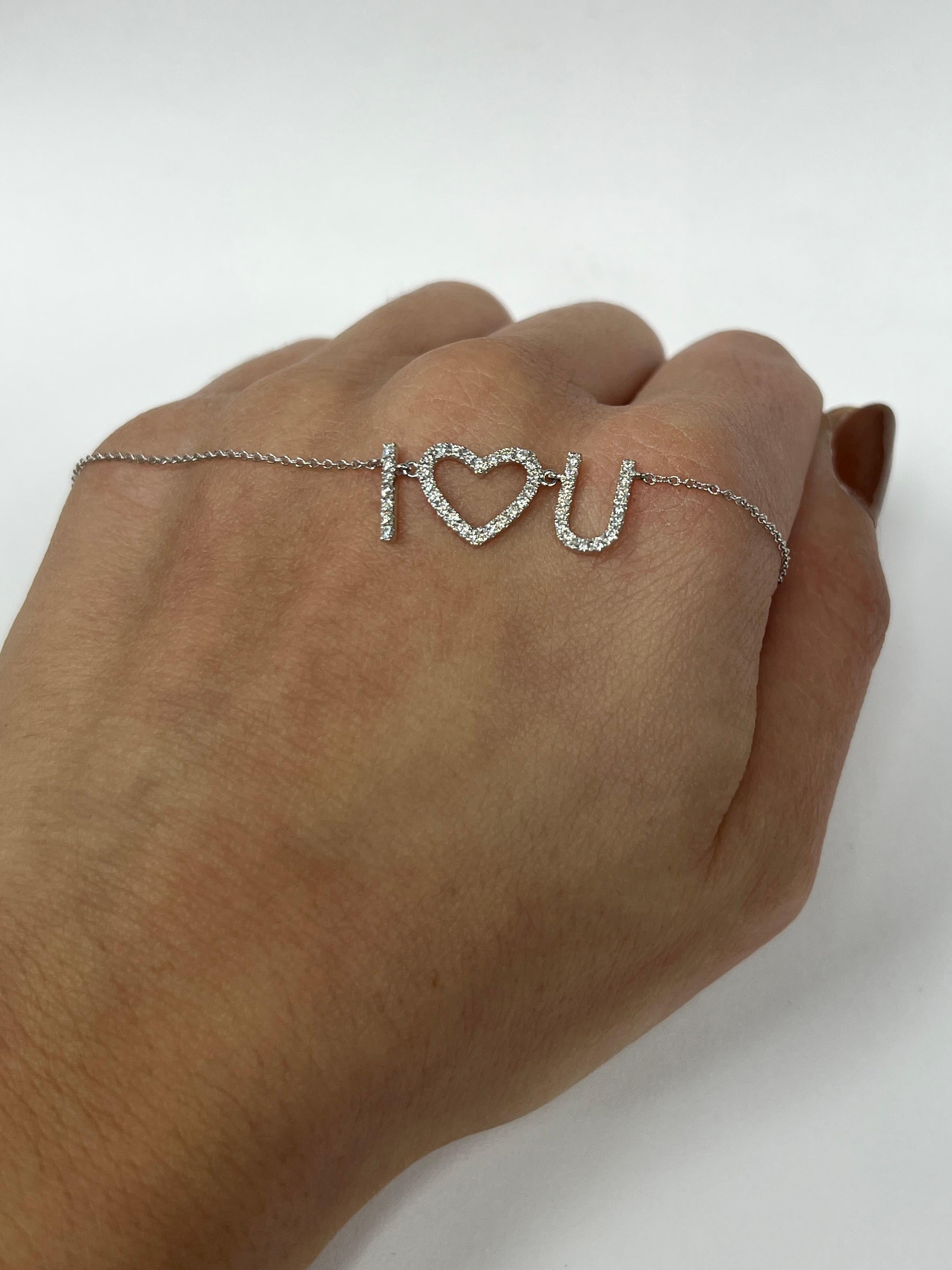 Modern White Gold I Love You Necklace For Sale