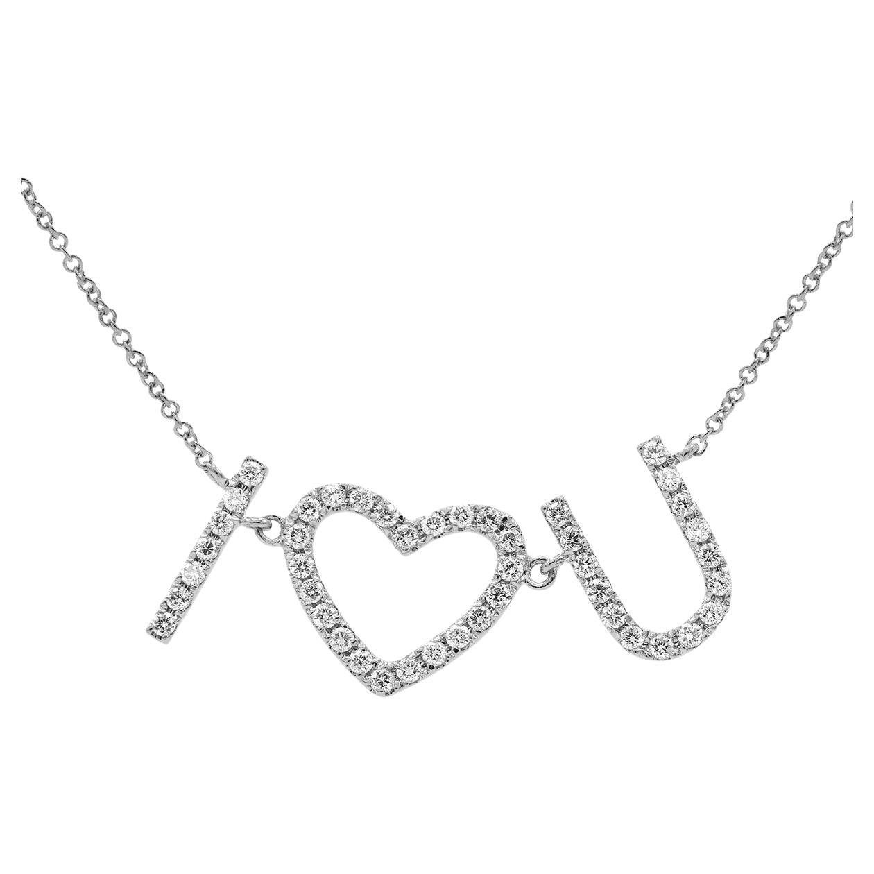 White Gold "I love You" Necklace For Sale