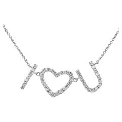 White Gold I Love You Necklace