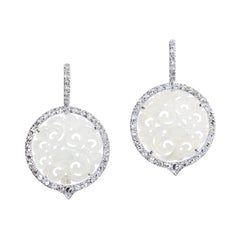 White Gold Icy Jade and Diamond Earrings