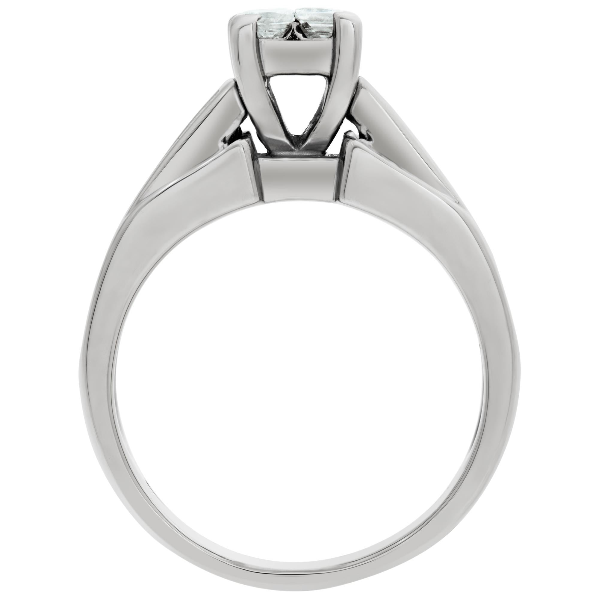 Women's White gold illusion brilliant princess cut diamond ring For Sale