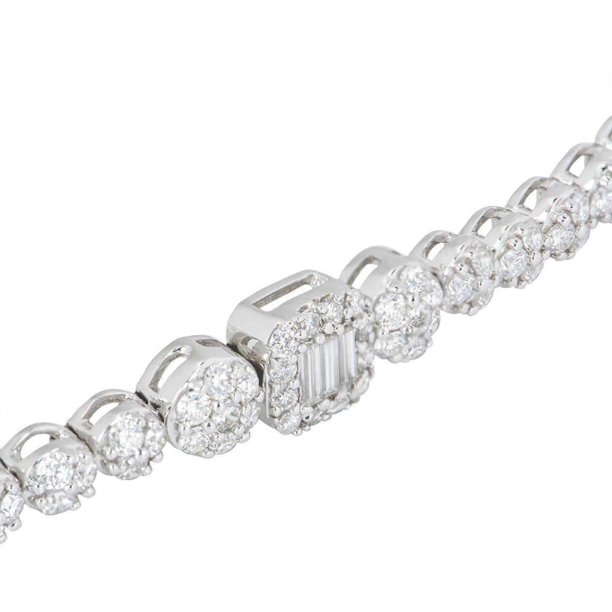 White Gold Illusion Set Diamond Line Tennis Bracelet In Excellent Condition In London, GB