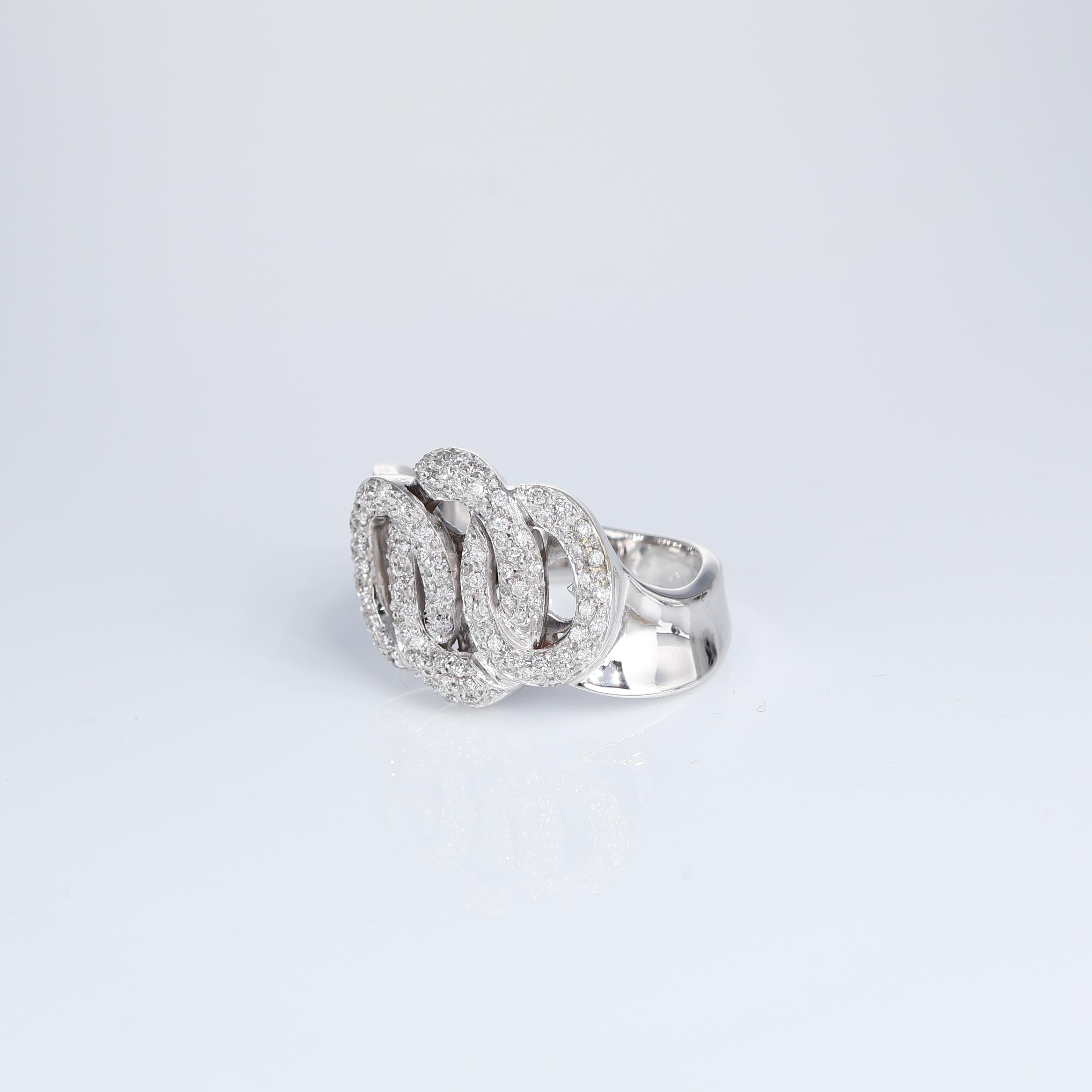 Brilliant Cut White Gold Intertwined Knot Diamond 0.55 carats Pave Ring For Sale