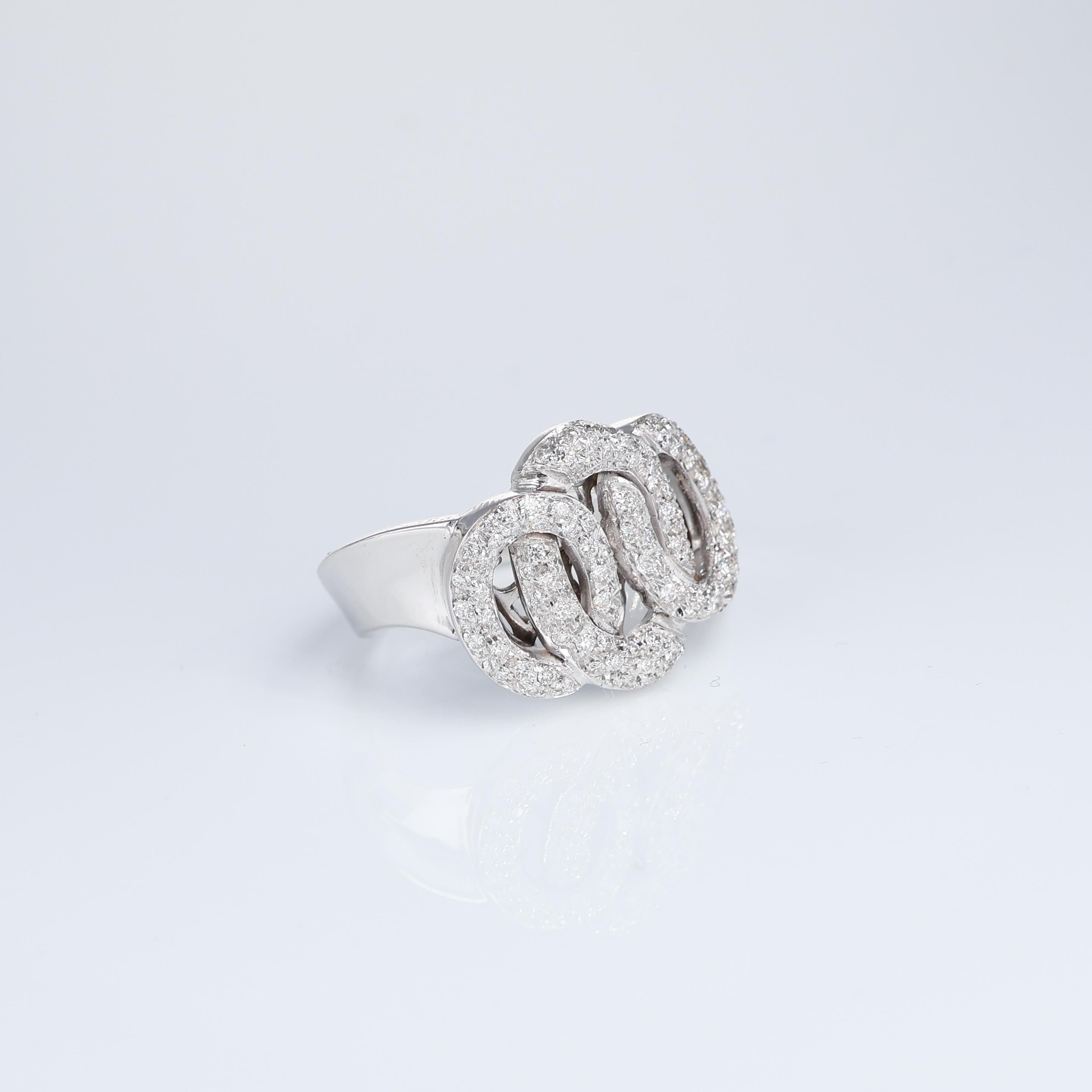 White Gold Intertwined Knot Diamond 0.55 carats Pave Ring In New Condition For Sale In Bergamo, BG