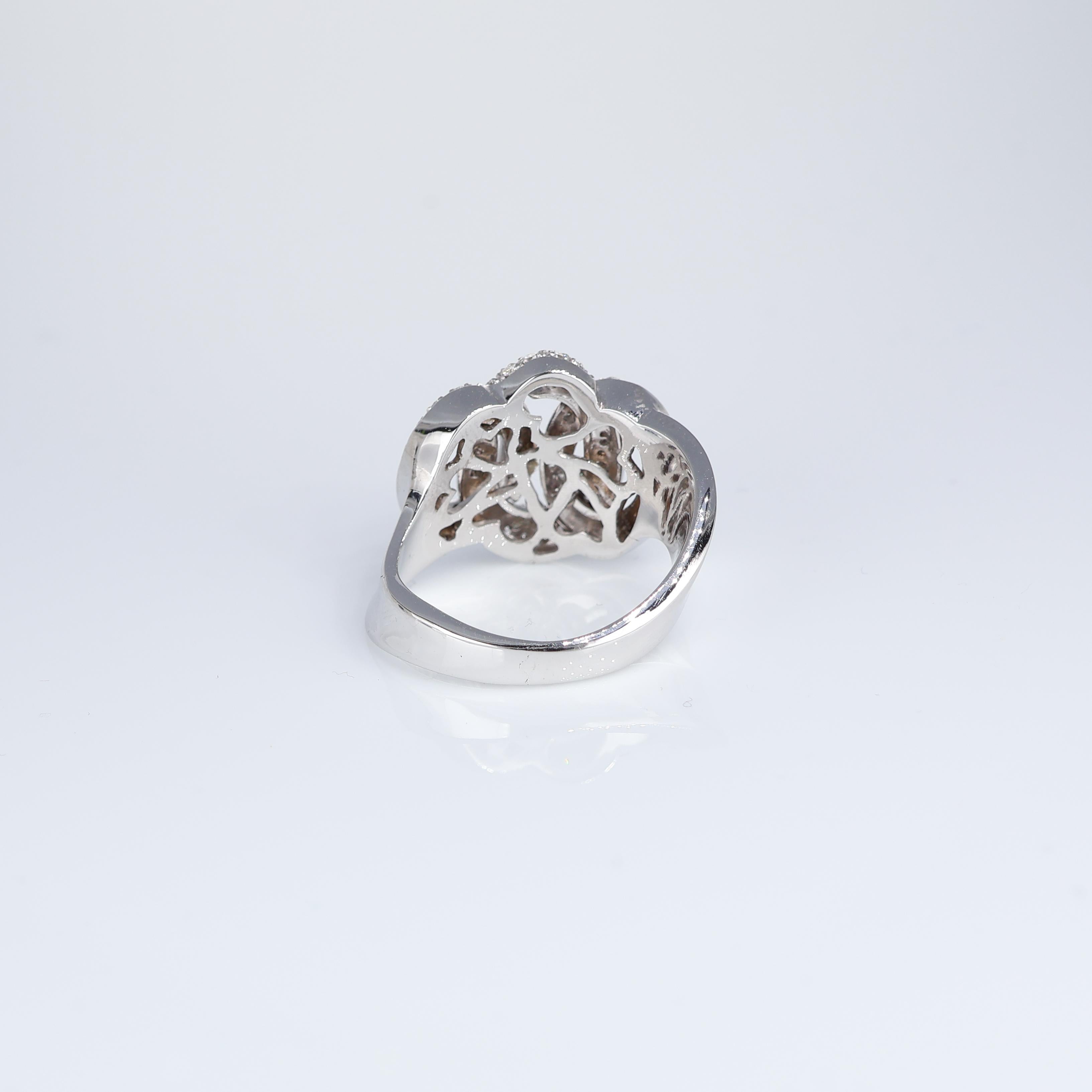 Women's or Men's White Gold Intertwined Knot Diamond 0.55 carats Pave Ring For Sale