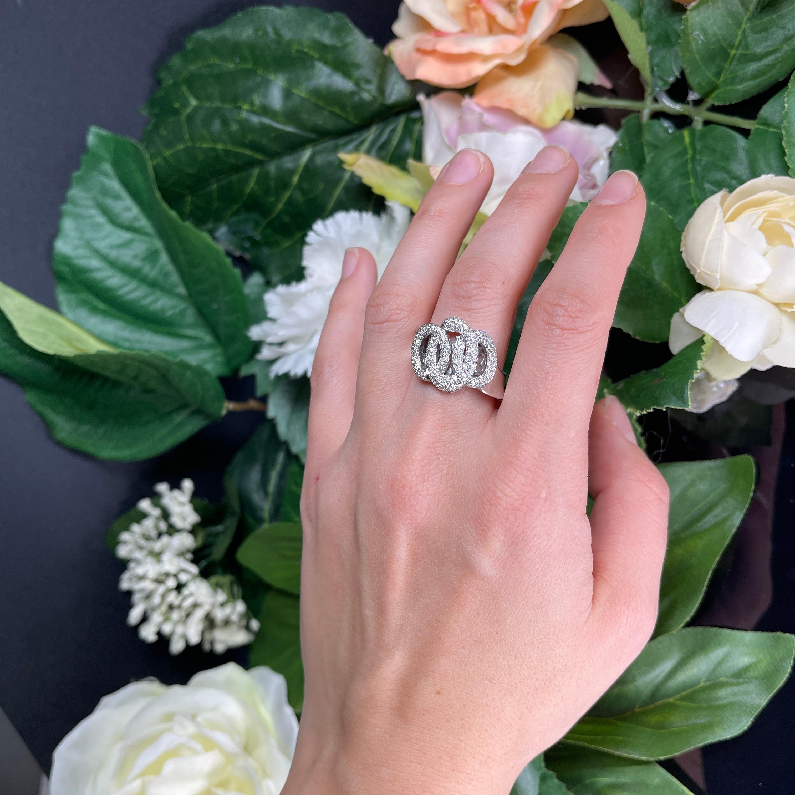 White Gold Intertwined Knot Diamond 0.55 carats Pave Ring For Sale 1
