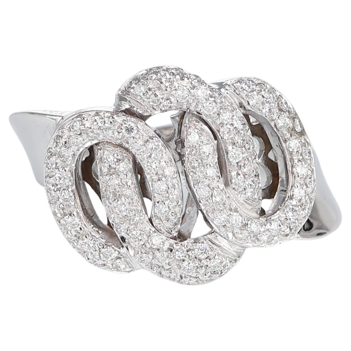 White Gold Intertwined Knot Diamond 0.55 carats Pave Ring For Sale