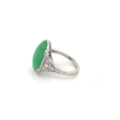 White Gold Jade & Diamond Ring