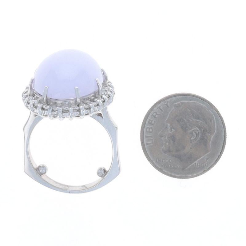 De las mujeres Anillo de oro blanco con jadeíta y diamantes 14k Cabujón ovalado 20.09ctw Halo en venta