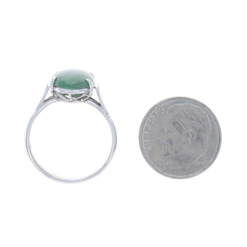 Weißgold Jadeit Retro Cocktail Solitär Ring 14k Oval Cabochon 3,13ct GIA im Angebot 2