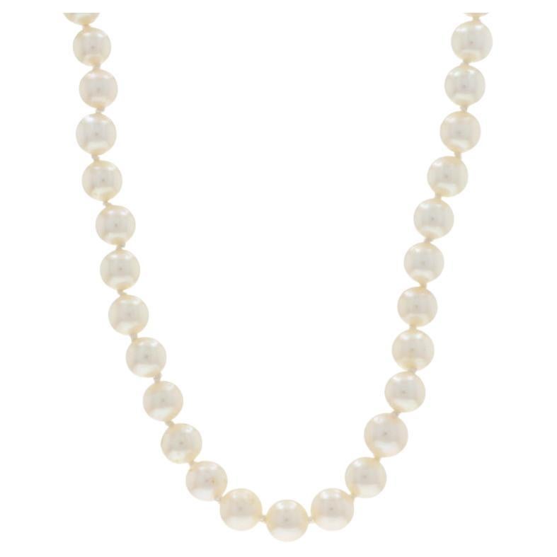White Gold Knotted Strand Pearl Necklace 17 3/4" - 14k