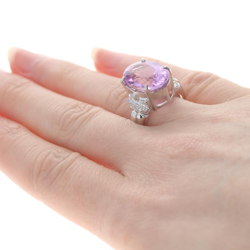 Anello in oro bianco con Kunzite e diamanti - 18k Taglio ovale 11,96ctw in vendita 1