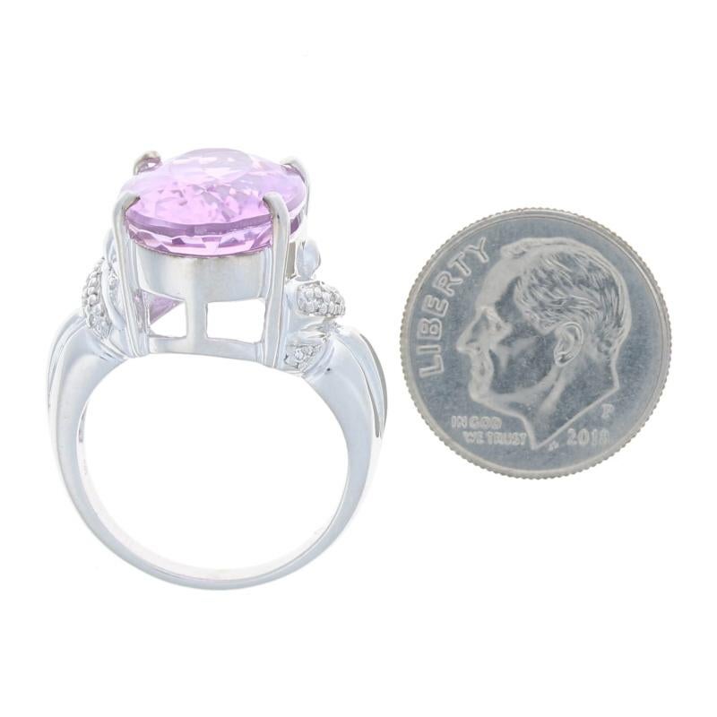 Anello in oro bianco con Kunzite e diamanti - 18k Taglio ovale 11,96ctw in vendita 2