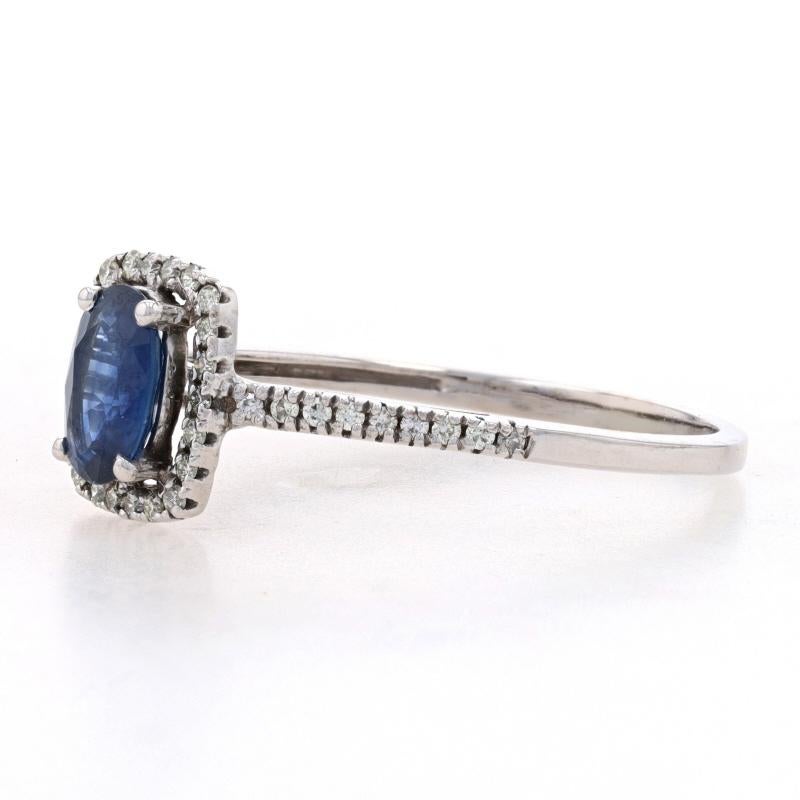 Oval Cut White Gold Kyanite & Diamond Halo Engagement Ring - 14k Oval 1.05ctw For Sale