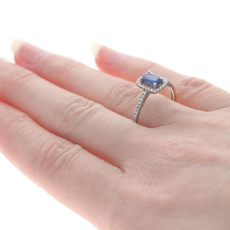 White Gold Kyanite & Diamond Halo Engagement Ring - 14k Oval 1.05ctw In Excellent Condition In Greensboro, NC