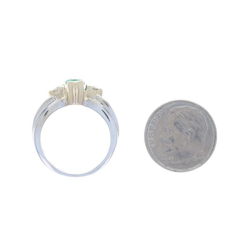White Gold Lab-Created Emerald & Diamond Ring - 14k Oval 1.17ctw For Sale 1