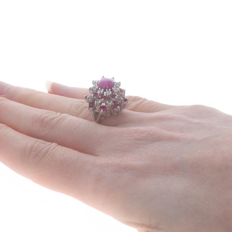 Women's White Gold Lab-Created Star Ruby Lab-Created Ruby Lab-Created Sapphire Ring 10k For Sale