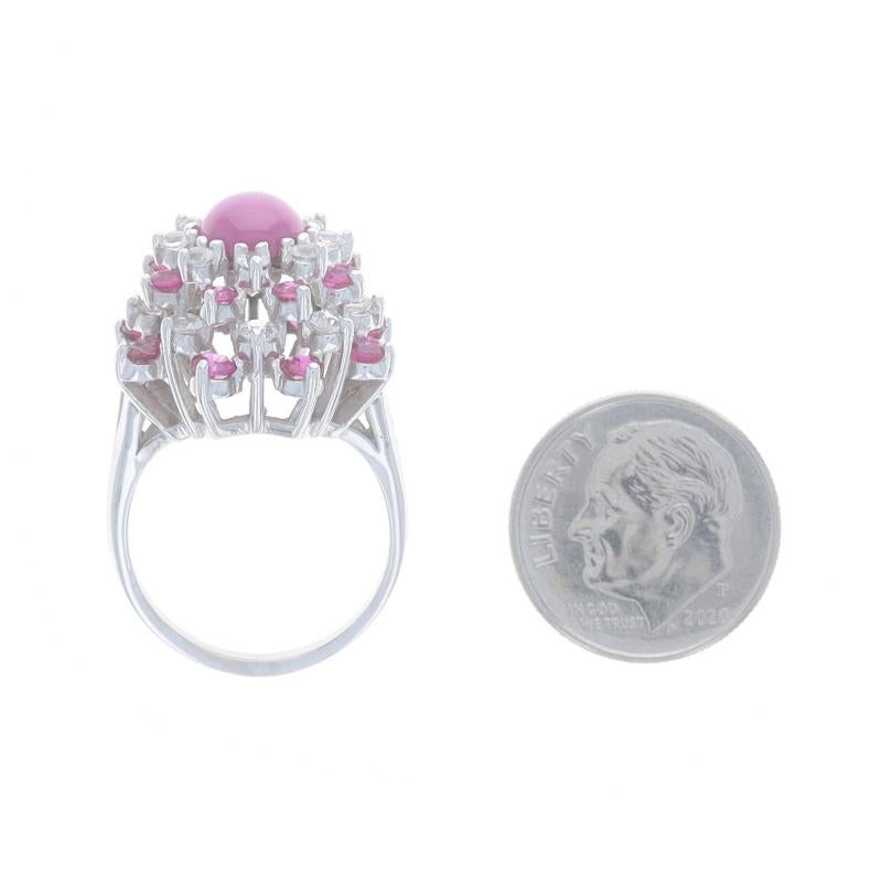 White Gold Lab-Created Star Ruby Lab-Created Ruby Lab-Created Sapphire Ring 10k For Sale 1