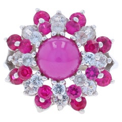 White Gold Lab-Created Star Ruby Lab-Created Ruby Lab-Created Sapphire Ring 10k