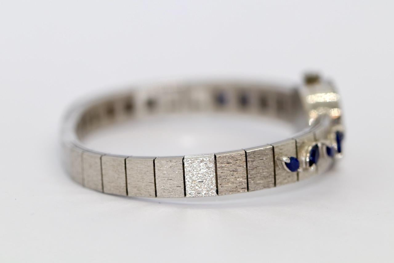 White Gold Ladies Wrist Watch by Favre-Leuba, with Diamonds and Blue Sapphires For Sale 3