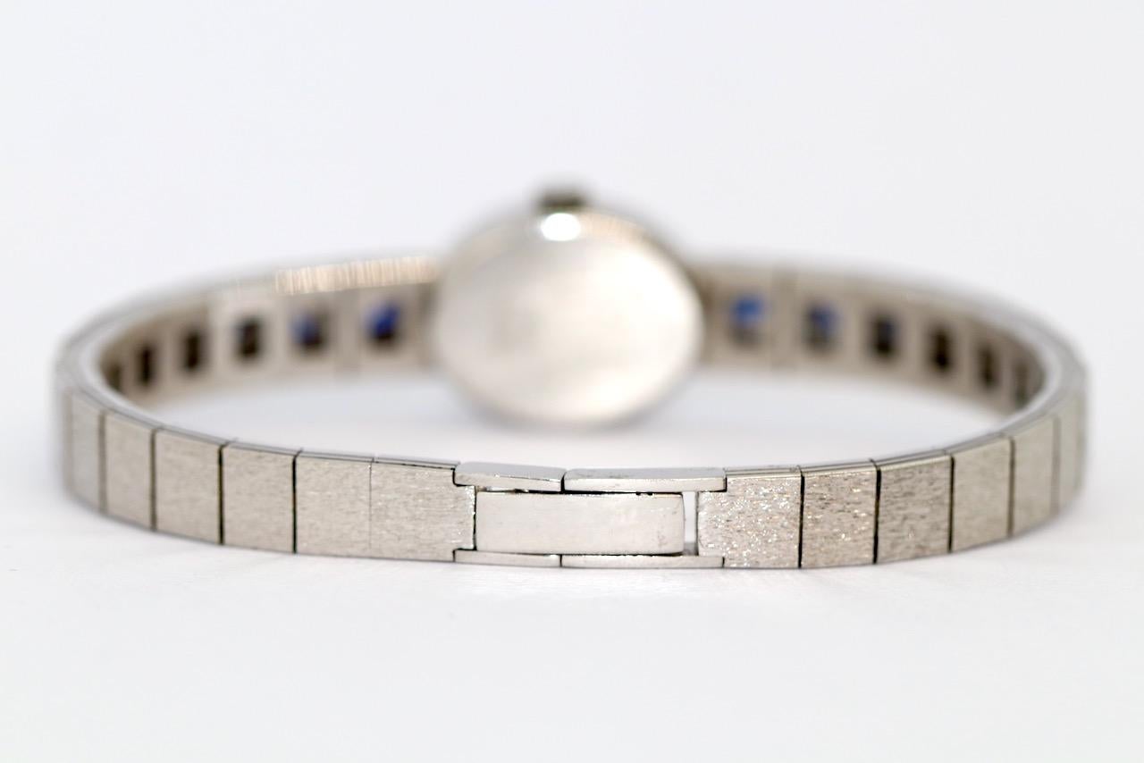 White Gold Ladies Wrist Watch by Favre-Leuba, with Diamonds and Blue Sapphires For Sale 4
