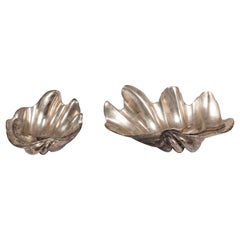 Arc de forme Clamshell en or blanc et feuilles