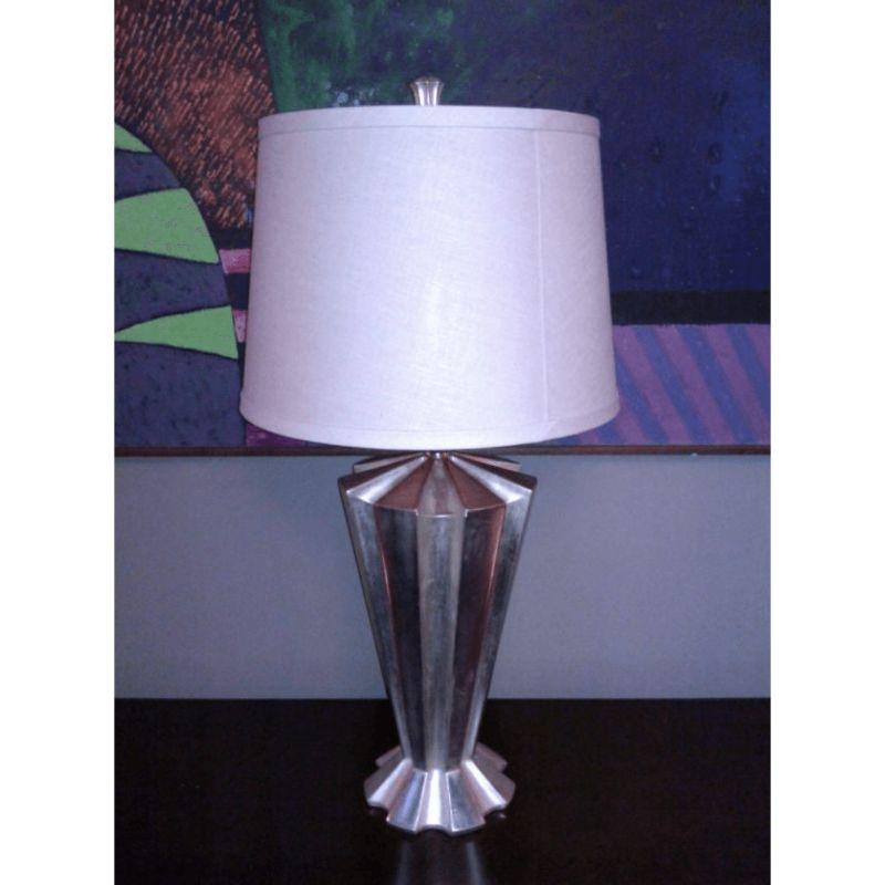 A wonderful Rio table lamp with two-tone white gold leaf by Bryan COX.