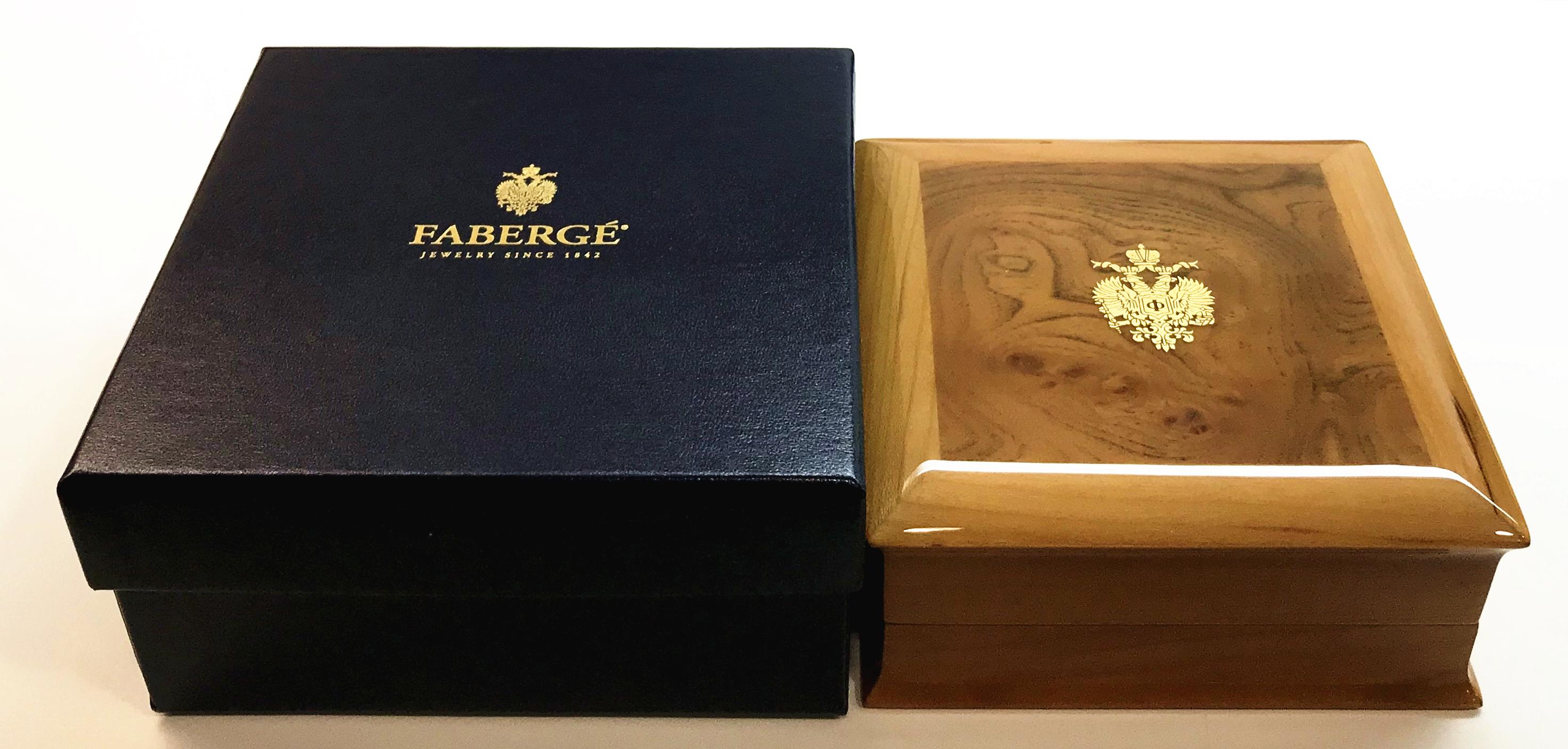 White Gold Limited Edition Fabergé Blue Enameled Diamond Cross Pendant For Sale 1